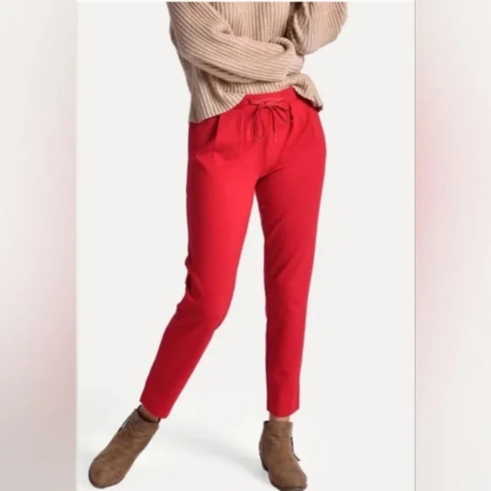 Betabrand Women's Lightweight Stretch Ponte SoHo Red Joggers Size Med Long